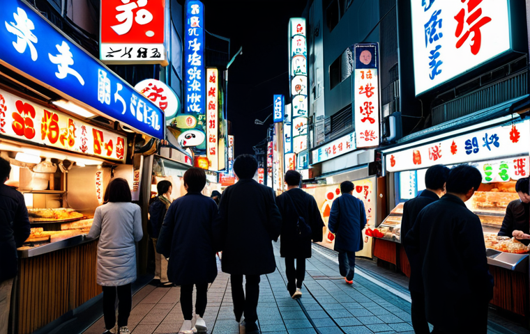 A dynamic street scene in Dotonbori, Osaka, at night. The foreground features a diverse crowd of people, all fully clothed in appropriate attire and modest clothing, enjoying the vibrant atmosphere. In the background, iconic sparkling neon signs illuminate the bustling street, including the prominent Glico Running Man sign and the large moving Kani Doraku crab sign. Street food stalls, like takoyaki and kushikatsu vendors, add to the lively ambiance. The scene is captured with professional photography, showcasing vivid colors and dynamic lighting, high resolution, safe for work, appropriate content, fully clothed, family-friendly, perfect anatomy, correct proportions, natural pose, well-formed hands, proper finger count, natural body proportions.
