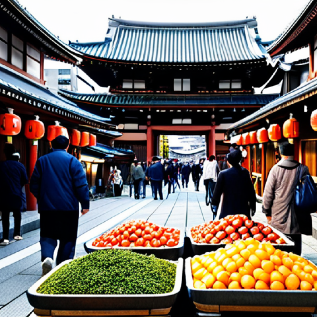 **Asakusa Temple Scene:** "A vibrant street scene in Asakusa, Tokyo, featuring the Senso-ji temple in the background. Focus on the Nakamise-dori street, filled with food stalls and souvenir shops. People are strolling, fully clothed in modest, everyday attire. Capture the traditional architecture and bustling atmosphere. safe for work, appropriate content, professional photography, perfect anatomy, correct proportions, well-formed hands, proper finger count, natural body proportions, high quality, family-friendly."
