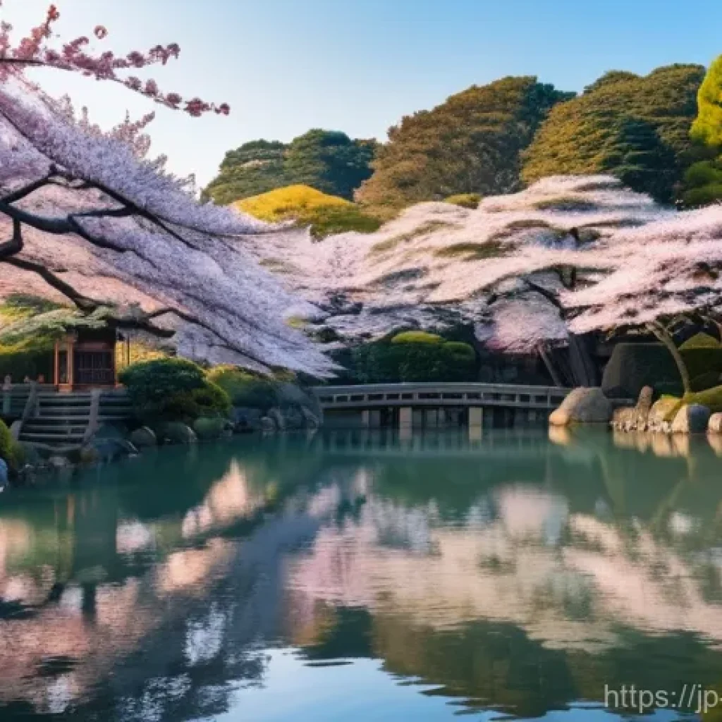 일본 벚꽃 시즌 여행 계획 - **"A serene early morning view of cherry blossoms at a hidden local temple garden in Japan. The soft...